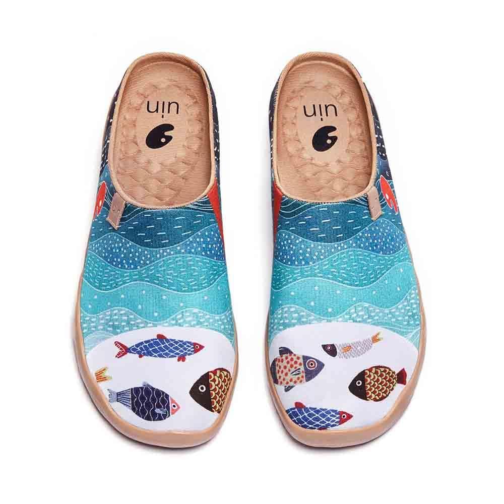 Outlet UIN Men's Slipper Comfort Mules Walking Casual Slip Ons Shoes (Happy Fish)