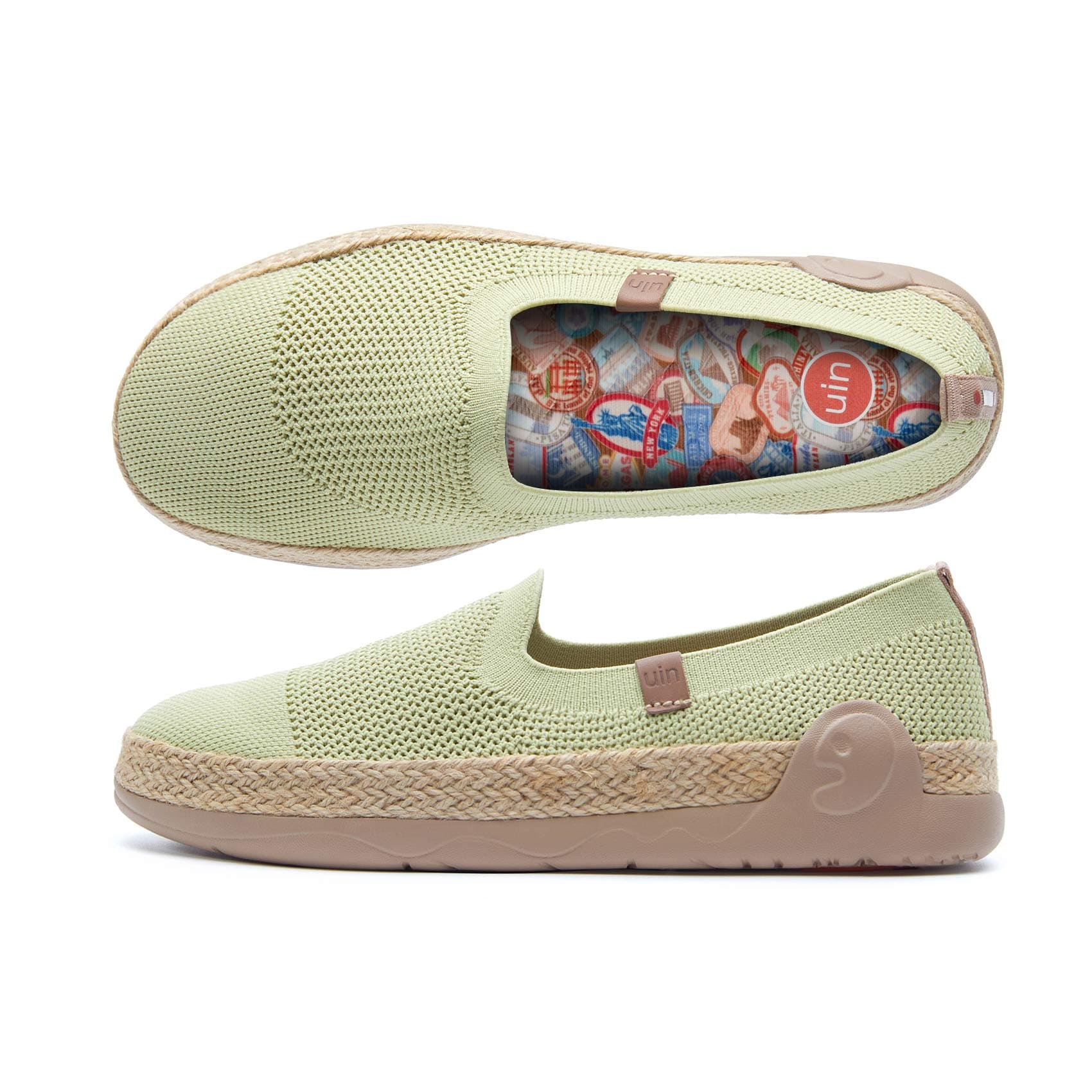 UIN Footwear Women Marbella II Light Green Canvas loafers