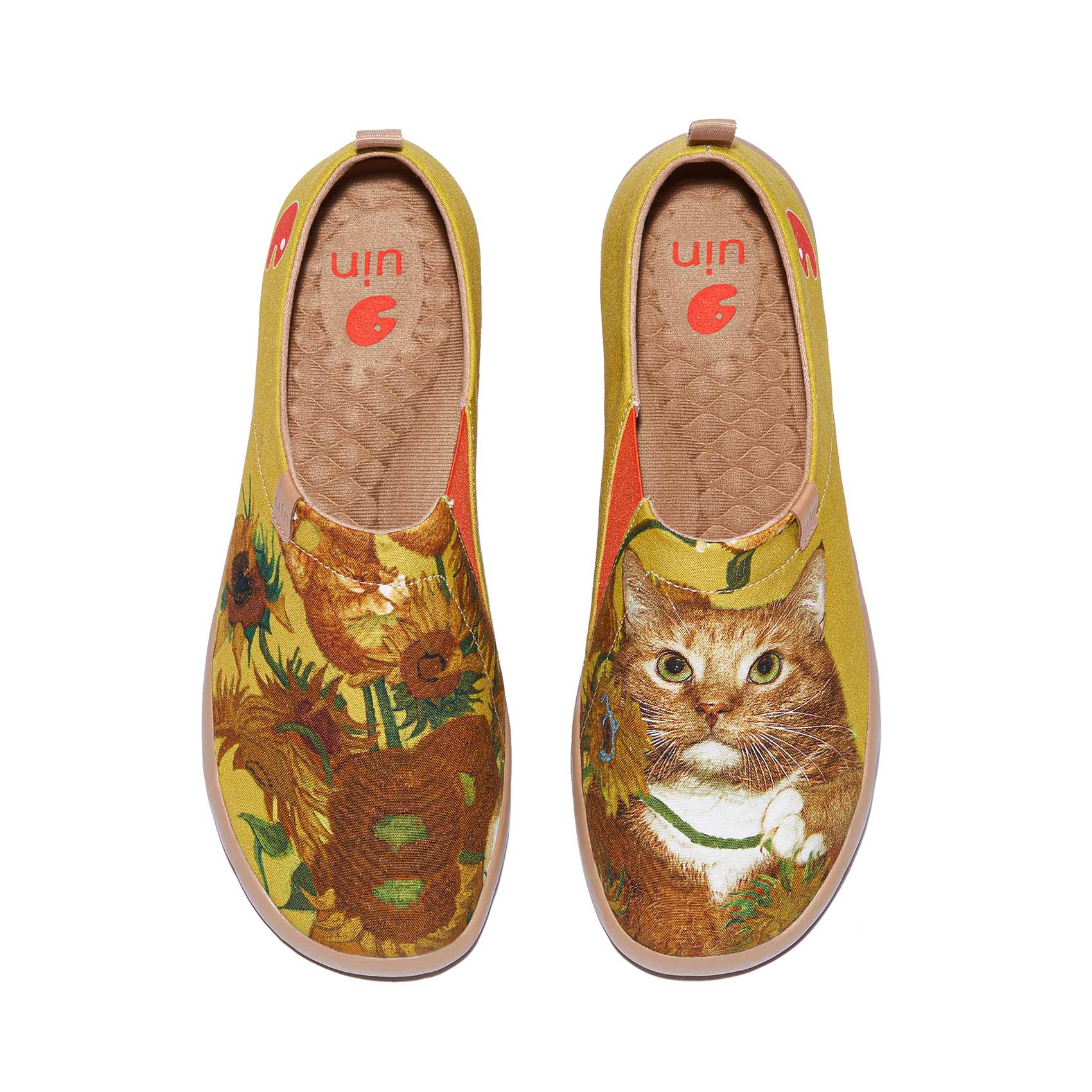 UIN Footwear Women Sunflowers and Cat Toledo I Women-US Local Delivery Canvas loafers