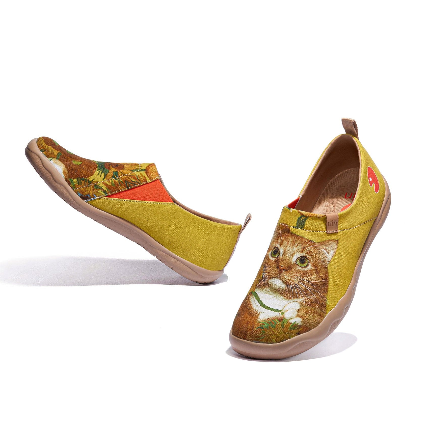 UIN Footwear Women Sunflowers and Cat Toledo I Women-US Local Delivery Canvas loafers