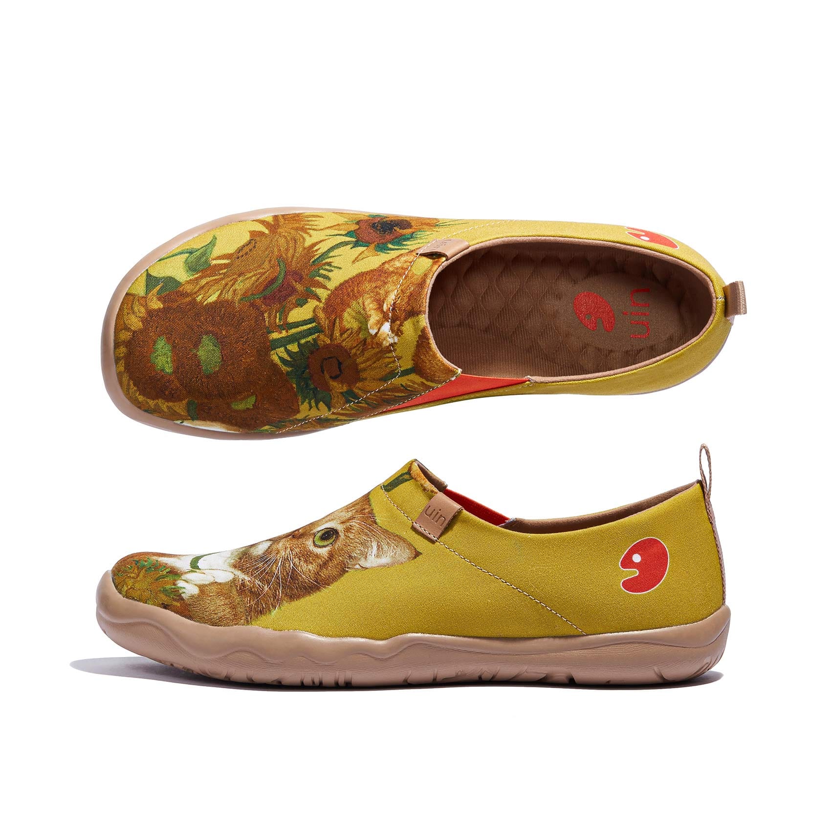 UIN Footwear Women Sunflowers and Cat Toledo I Women-US Local Delivery Canvas loafers