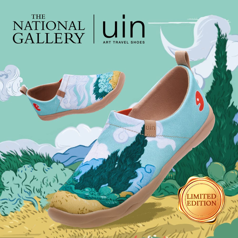 UIN Footwear Women Van Gogh Wheatfield with Cypresses Women-US Local Delivery Canvas loafers