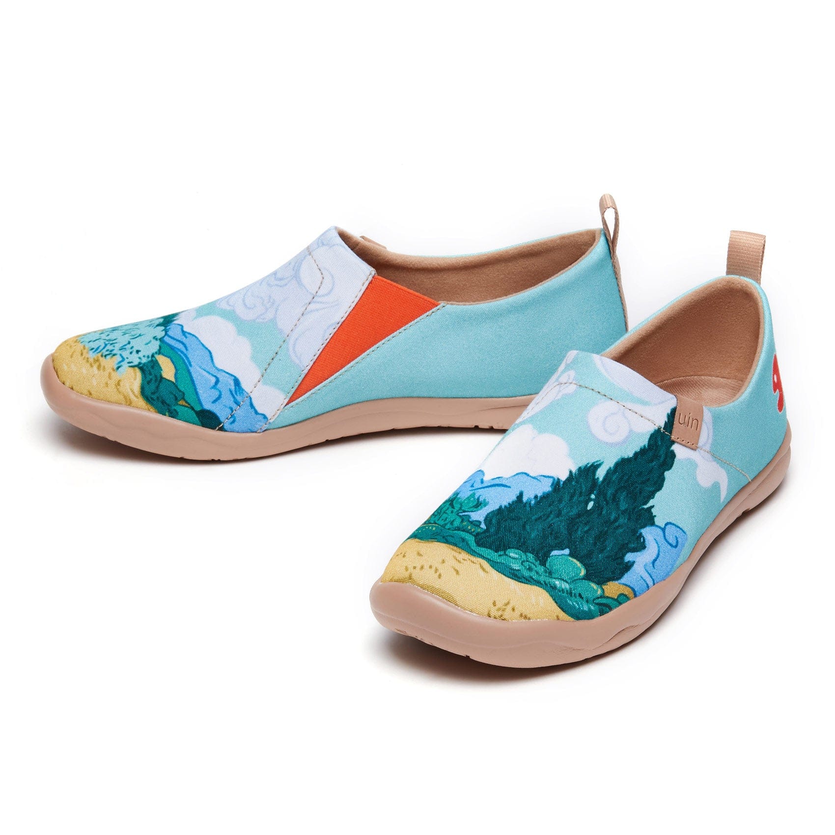 UIN Footwear Women Van Gogh Wheatfield with Cypresses Women-US Local Delivery Canvas loafers