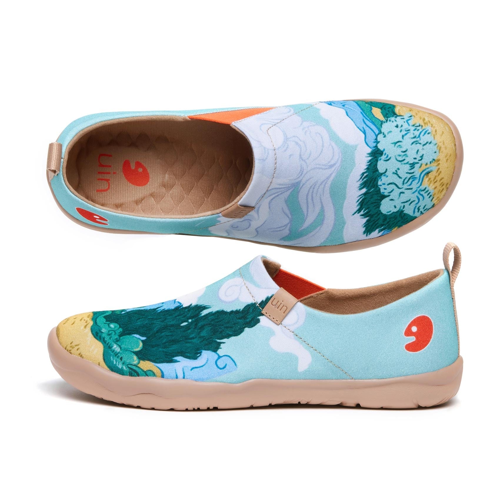 UIN Footwear Women Van Gogh Wheatfield with Cypresses Women-US Local Delivery Canvas loafers