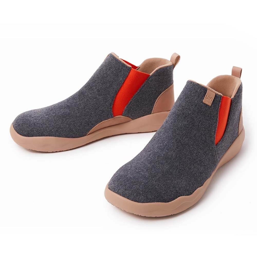 UIN Footwear Men Granada Deep Grey Wool Boots Men Canvas loafers