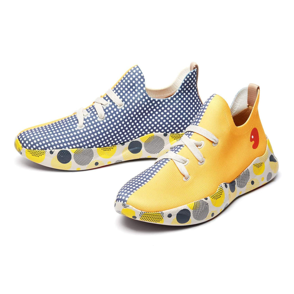 Grey & Yellow Mijas Men Fashion Sneakers Art Travel Shoes | UIN 