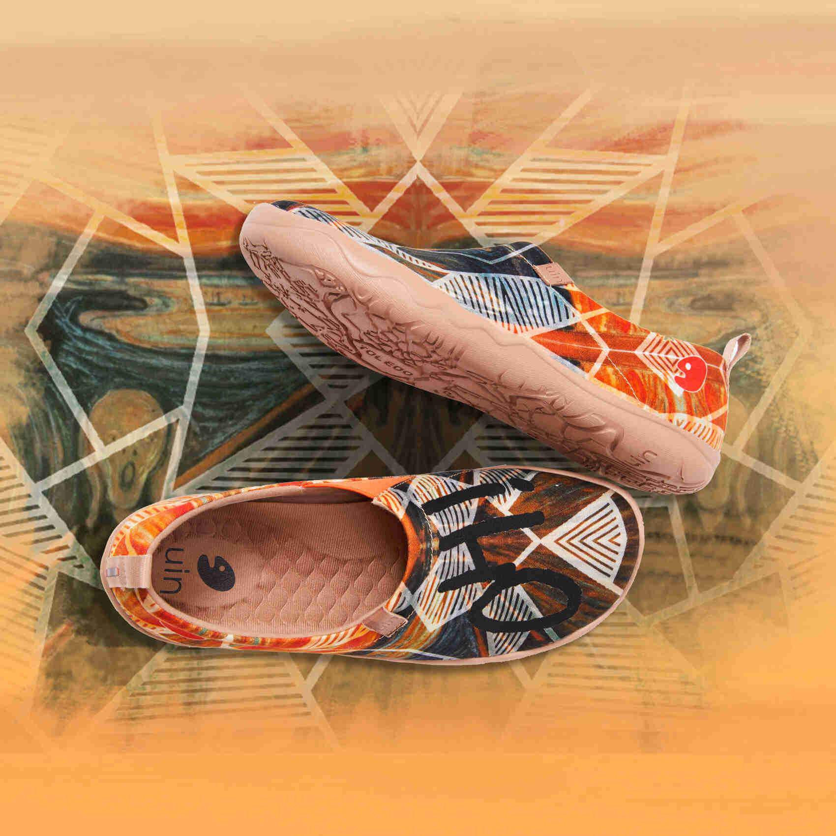 UIN Men s Walking Travel Shoes Slip On Canvas Casual Loafers Lightweight Comfort Fashion Sneaker Scream