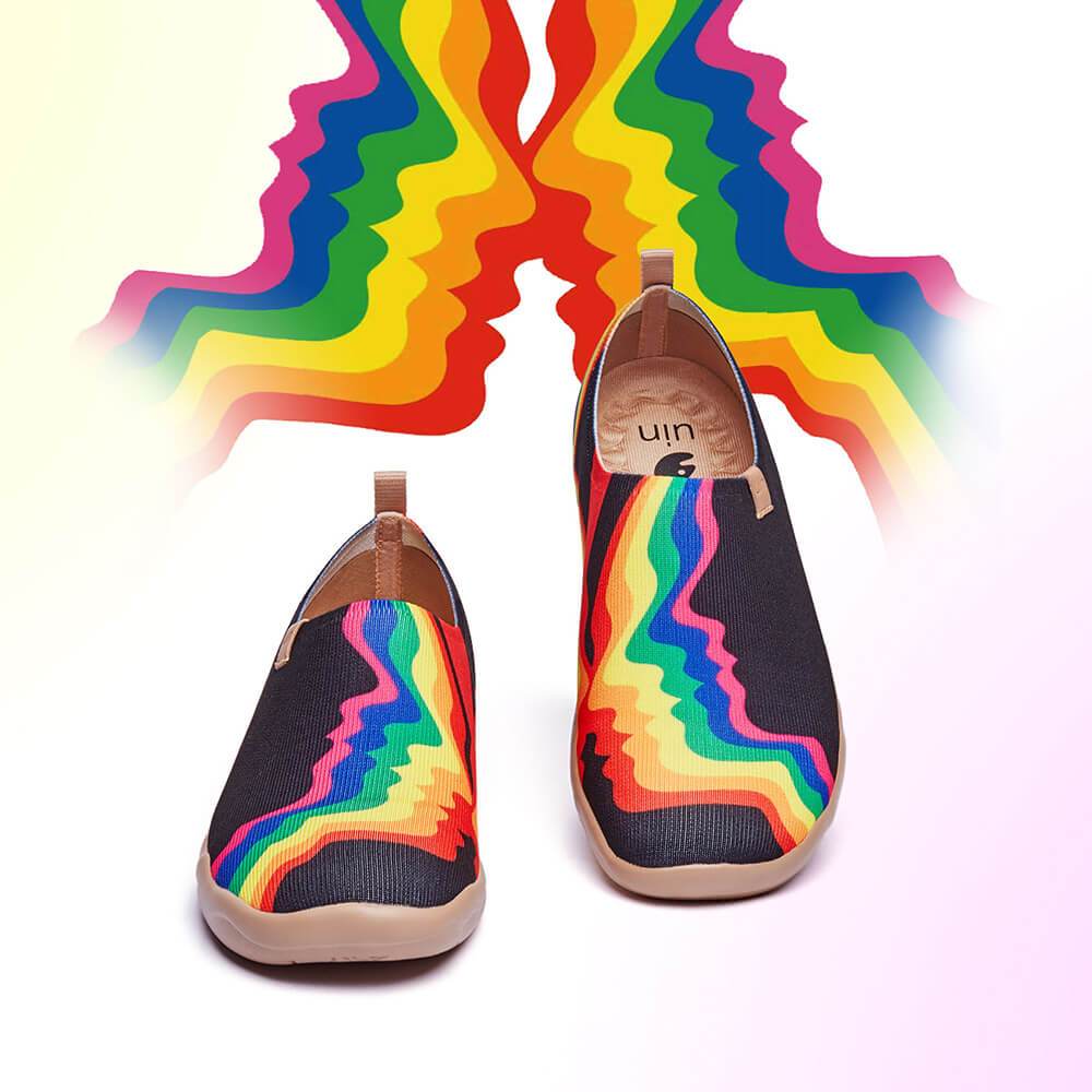 UIN Footwear Men Rainbow Love Black Men Canvas loafers