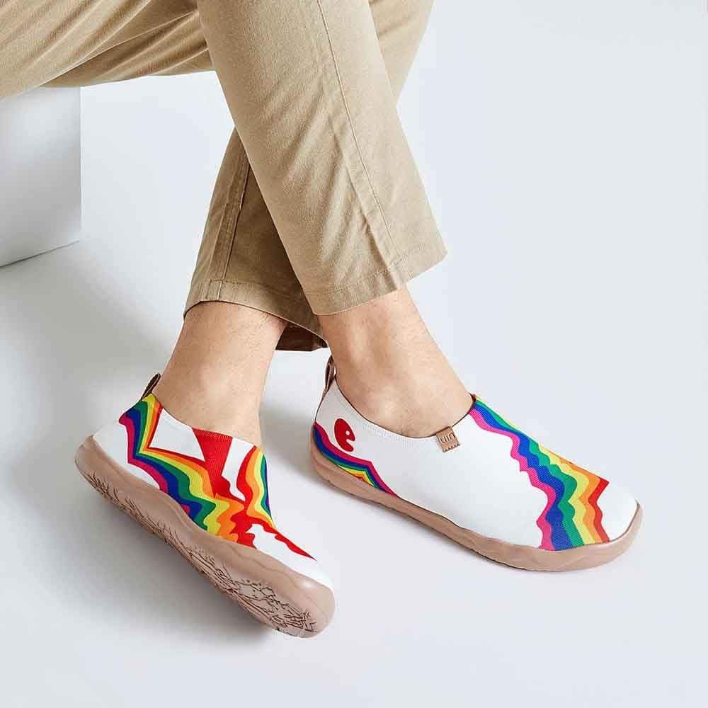 UIN Footwear Men Rainbow Love White Men Canvas loafers