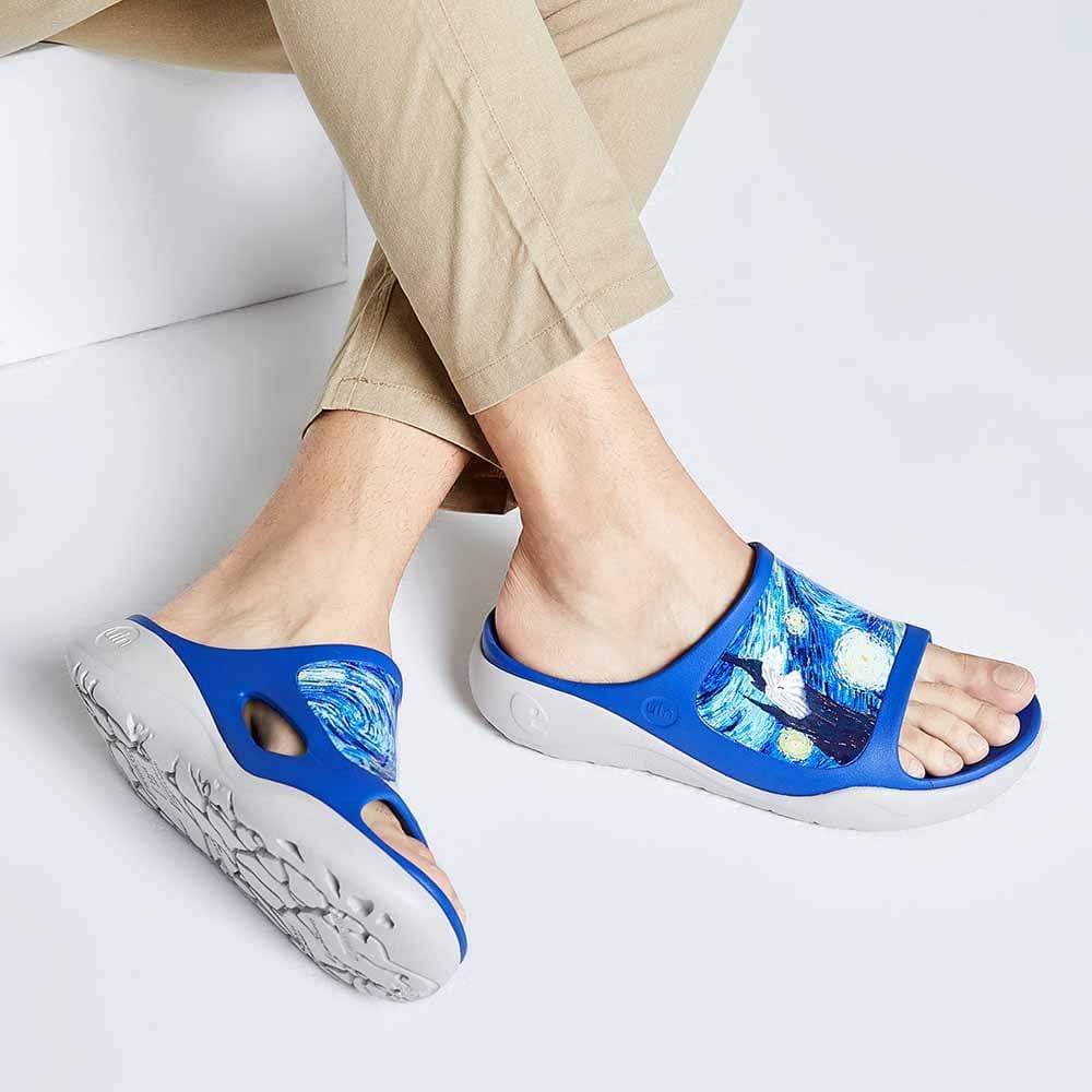 UIN Footwear Men Starry Night II Ibiza Slides Canvas loafers