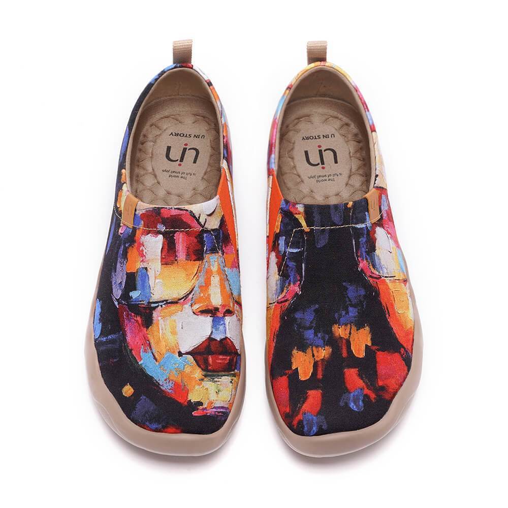 UIN Footwear Women Artwork in Progress Canvas loafers