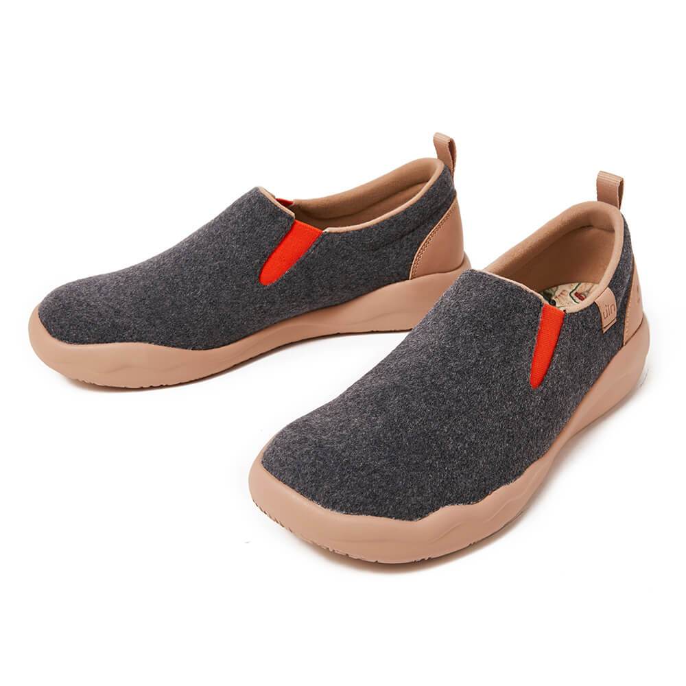 UIN Footwear Women Cuenca Deep Grey Wool Women-US Local Delivery Canvas loafers