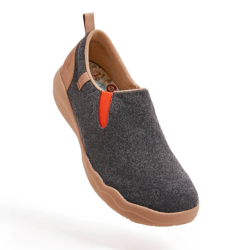 UIN Footwear Women Cuenca Deep Grey Wool Women-US Local Delivery Canvas loafers