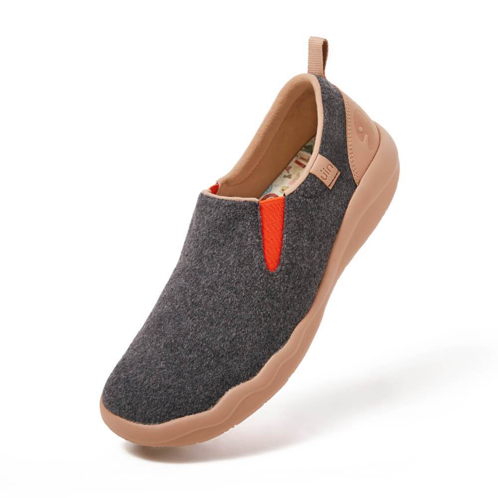 UIN Footwear Women Cuenca Deep Grey Wool Women-US Local Delivery Canvas loafers