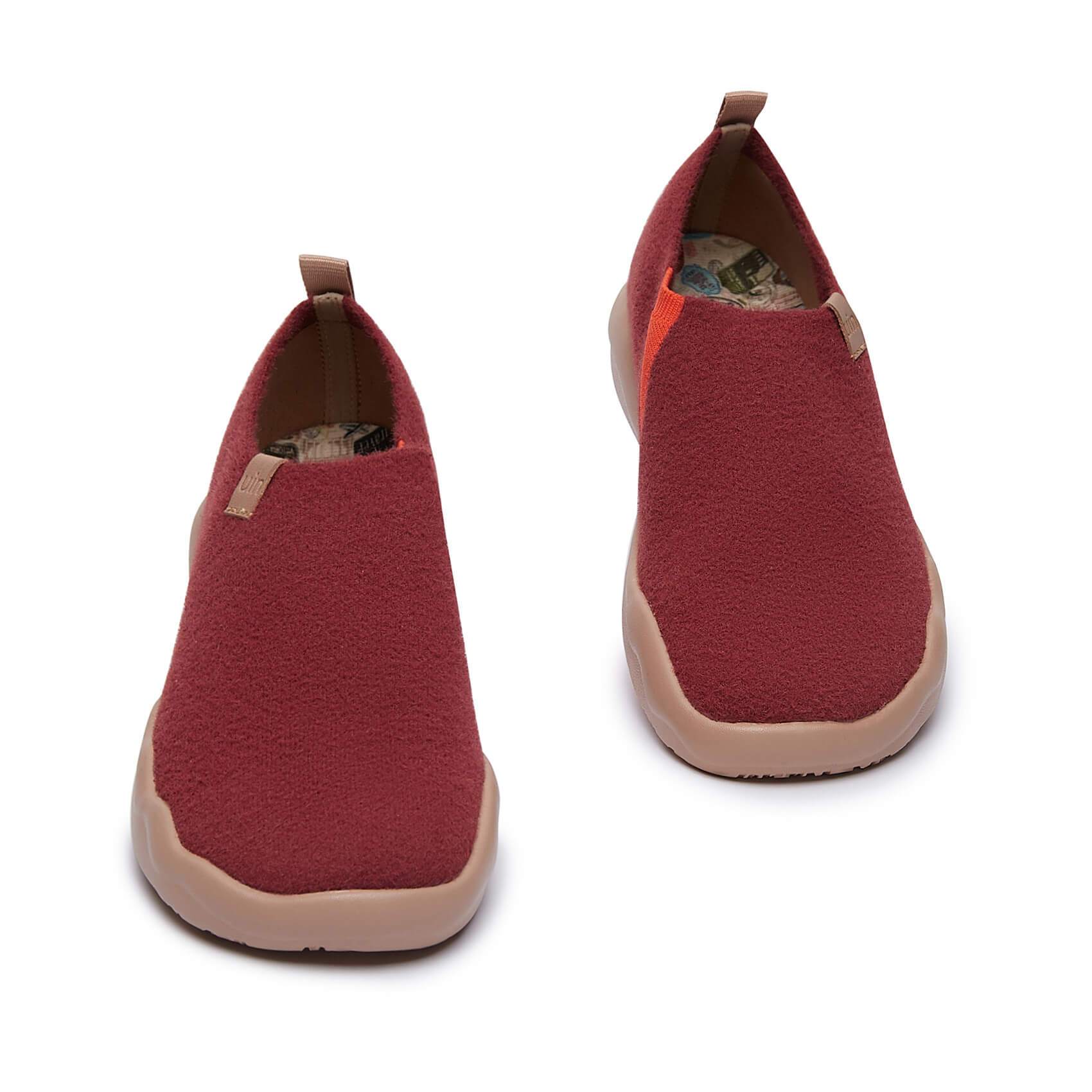 UIN Footwear Women Fire Brick Knitted Wool Toledo II Canvas loafers