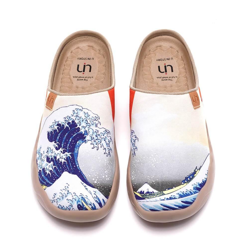 UIN Footwear Women Great Wave off Kanagawa Slipper-US Local Delivery Canvas loafers