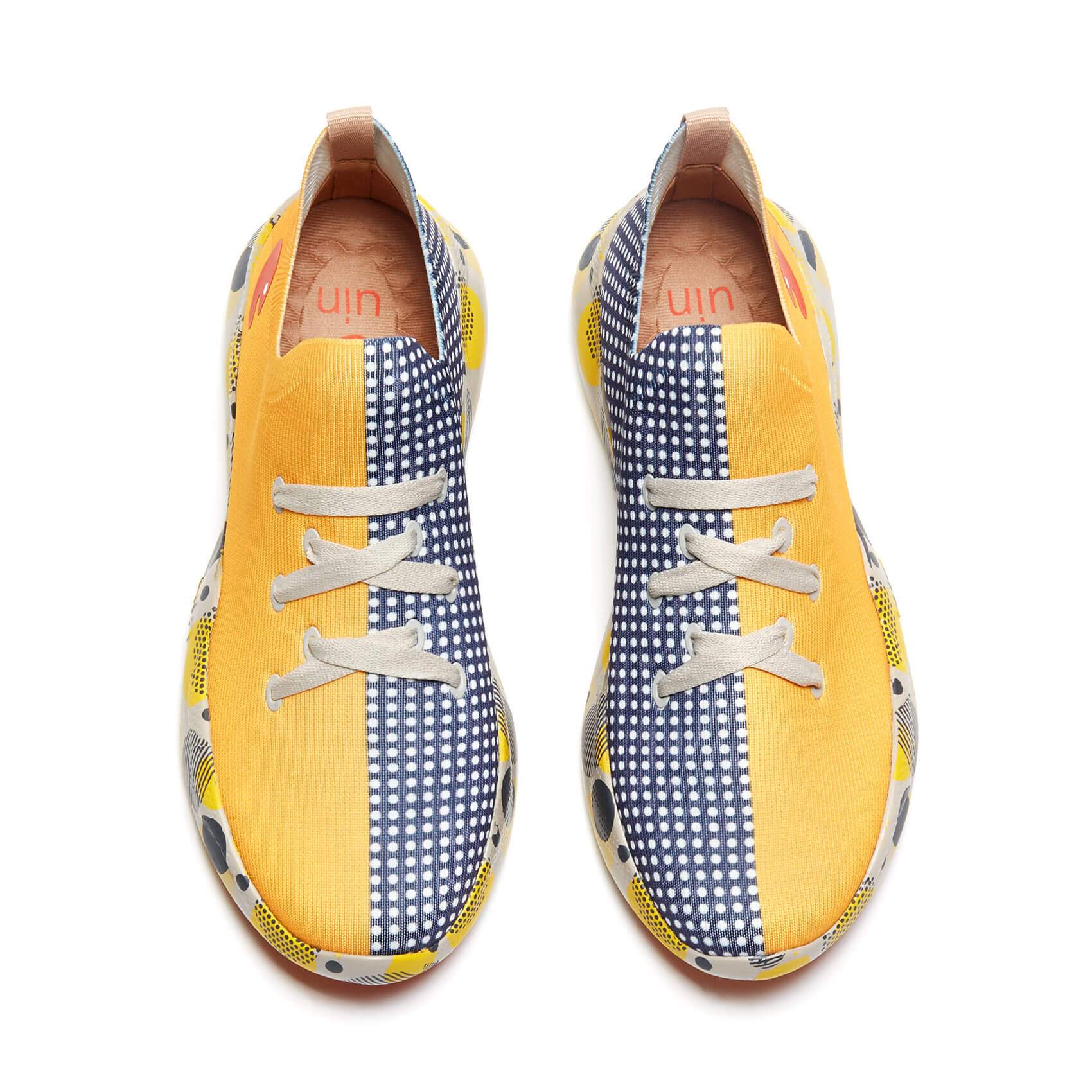 UIN Footwear Women Grey & Yellow Mijas Women-US Local Delivery Canvas loafers