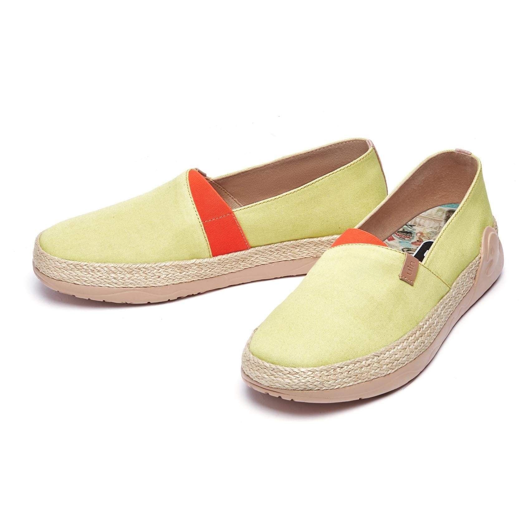 UIN Footwear Women Marbella Pale Green Canvas loafers