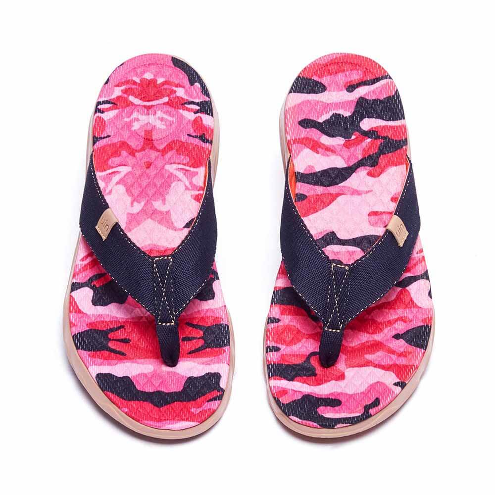 UIN Footwear Women Pink Cherry Women Majorca Flip Flops Canvas loafers