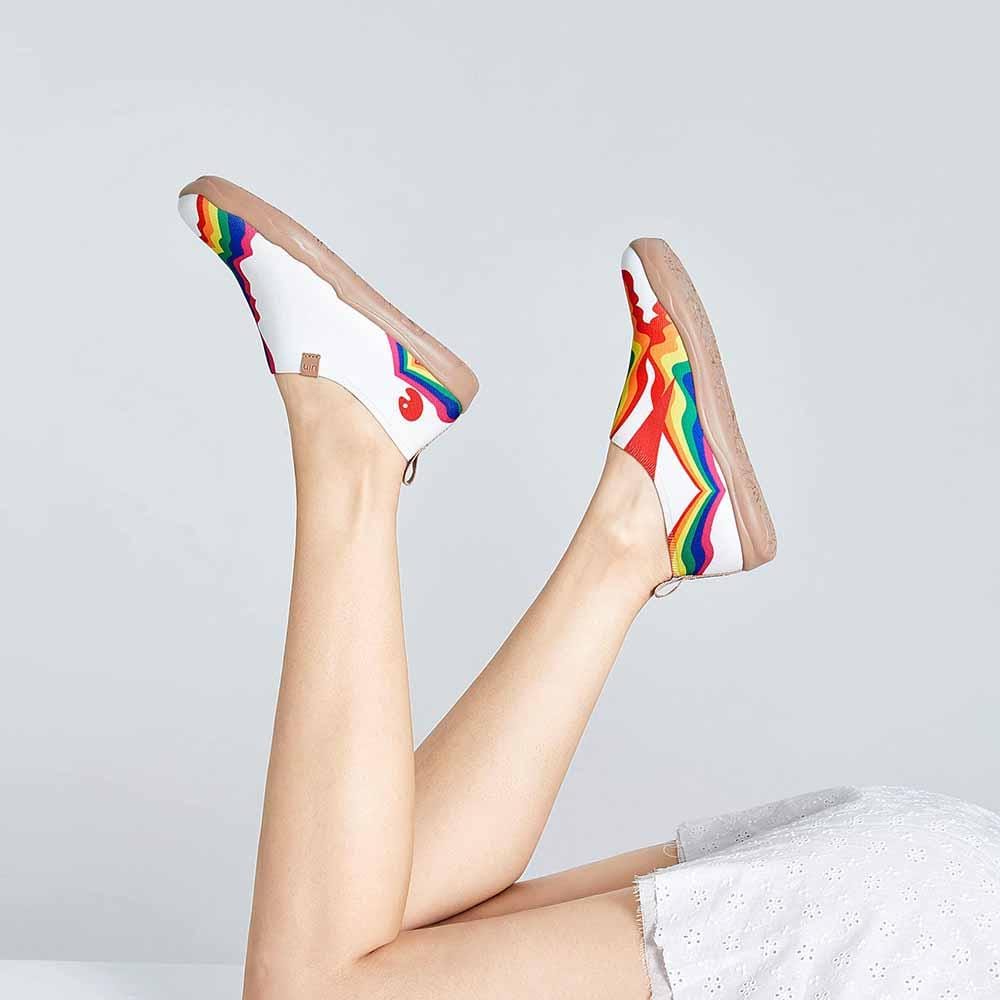 UIN Footwear Women Rainbow Love White Women Canvas loafers