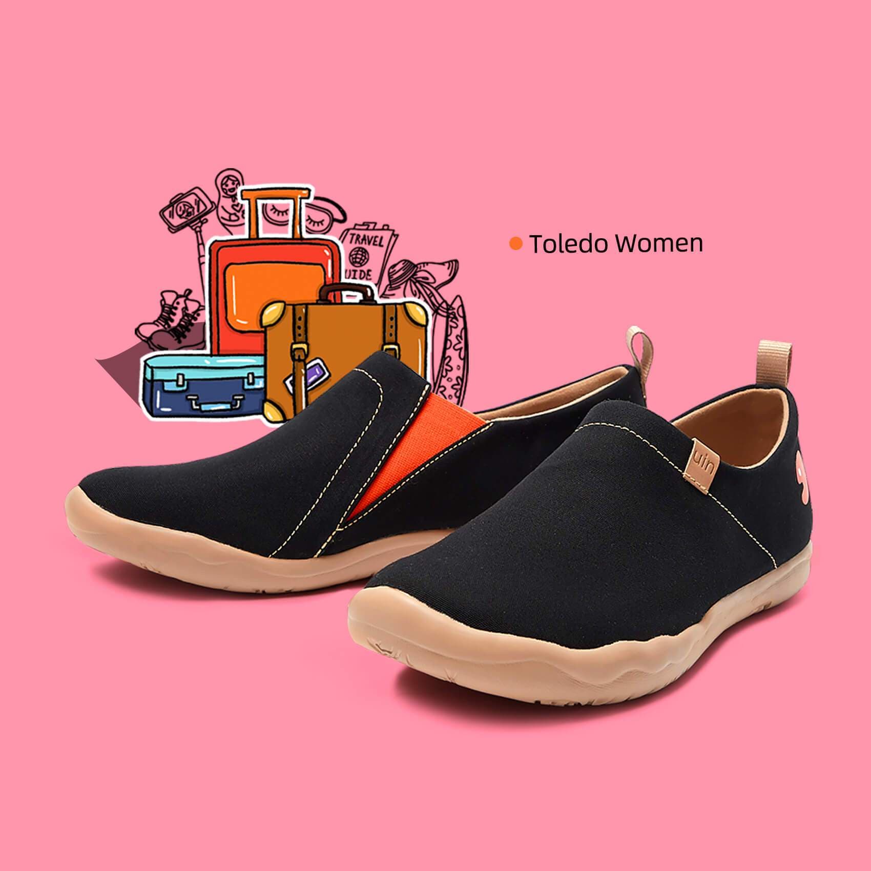 UIN Footwear Women Toledo Black Women-US Local Delivery Canvas loafers