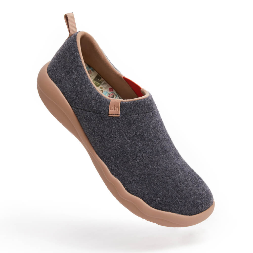 UIN Footwear Women Toledo II Deep Grey Wool Women-US Local Delivery Canvas loafers