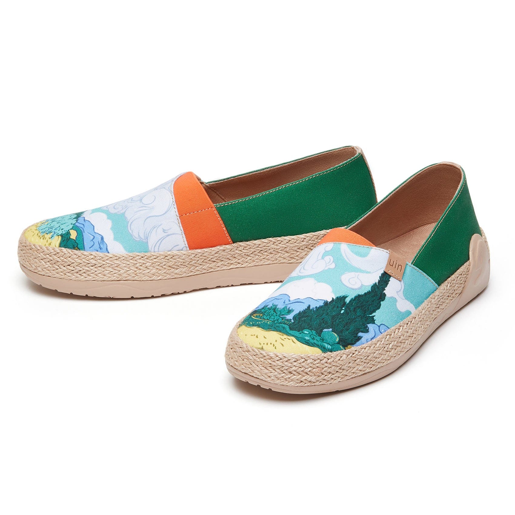 UIN Footwear Women Van Gogh Wheatfield with Cypresses Marbella I Women Canvas loafers