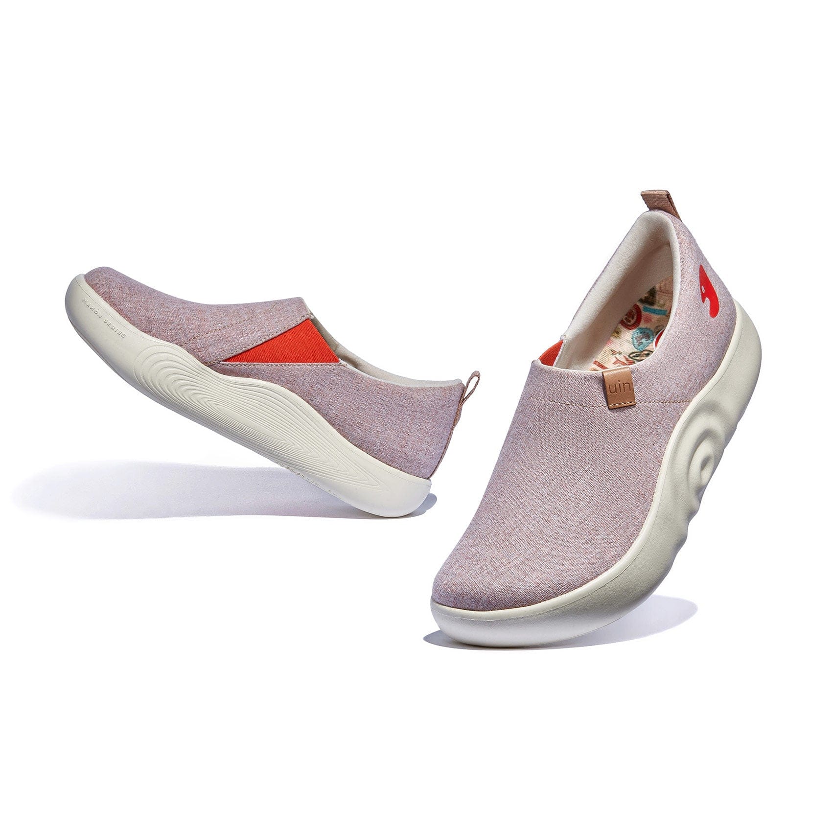 UIN Footwear Women White Peach Toledo X Women Canvas loafers